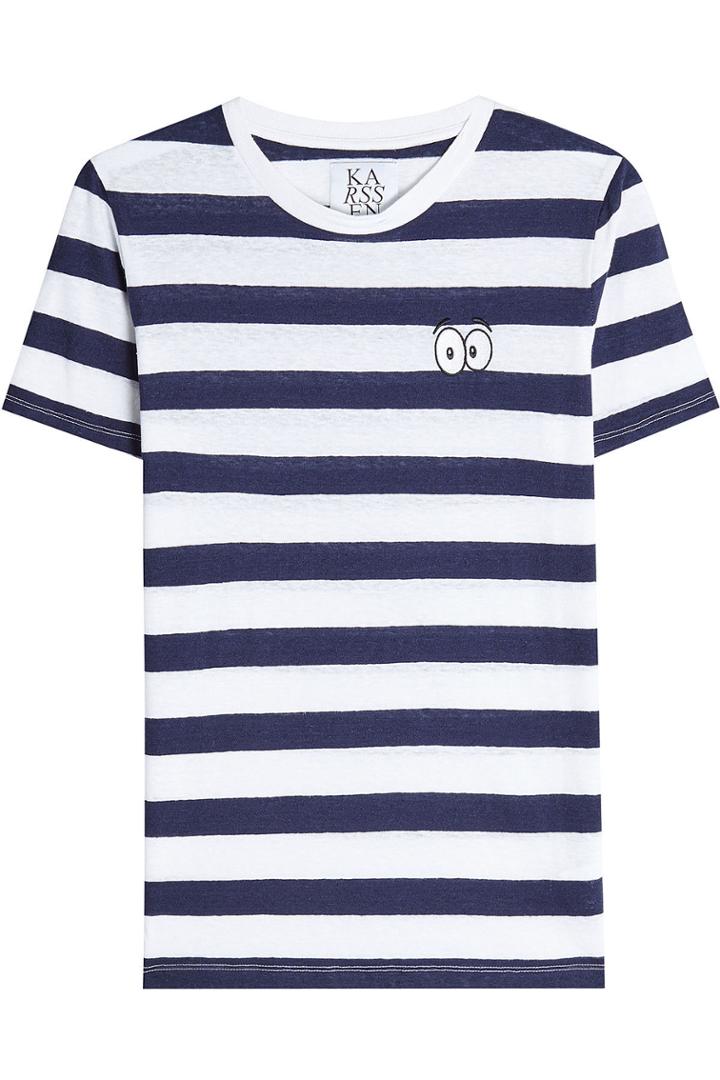 Zoe Karssen Zoe Karssen Striped Cotton T-shier With Linen
