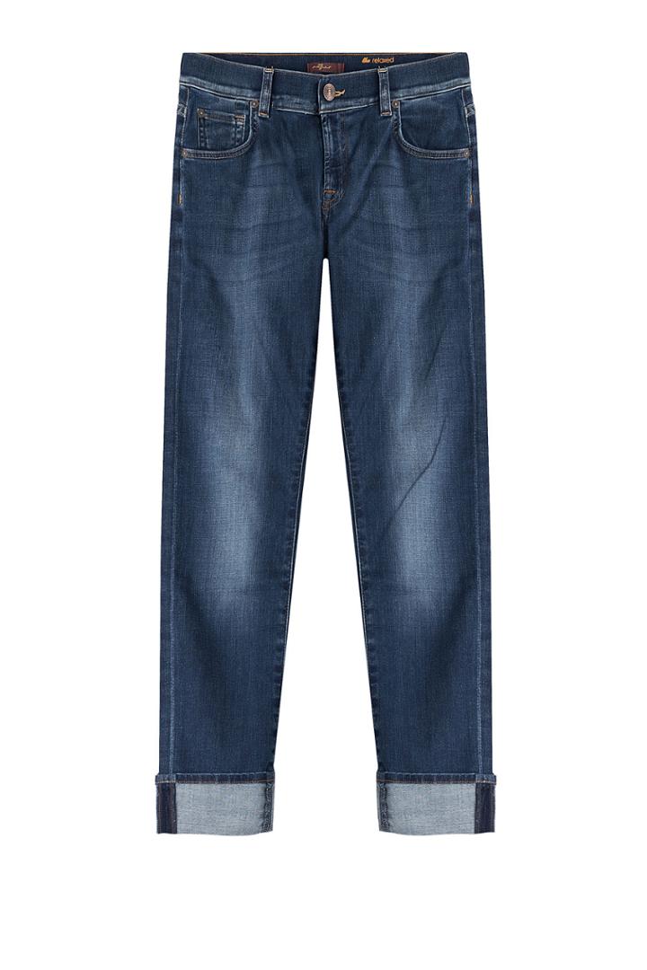 Seven For All Mankind Seven For All Mankind Cuffed Straight Leg Jeans - Blue