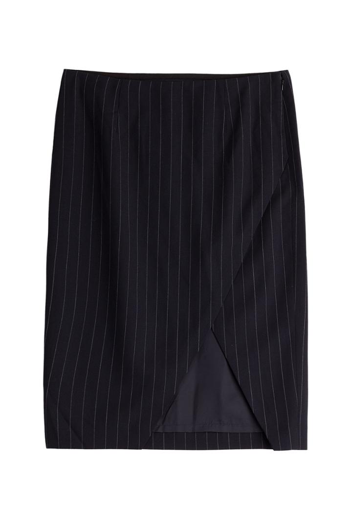 Polo Ralph Lauren Polo Ralph Lauren Wool Pinstripe Pencil Skirt - Black