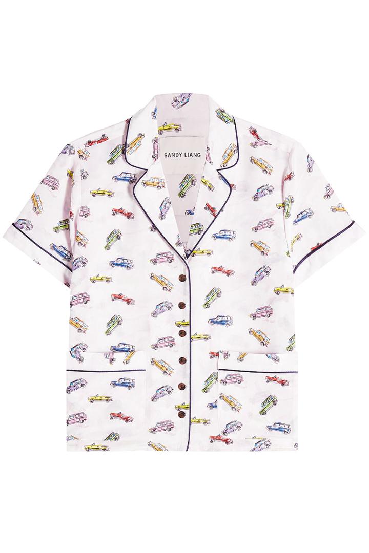Sandy Liang Sandy Liang Coconuts Printed Silk Blouse