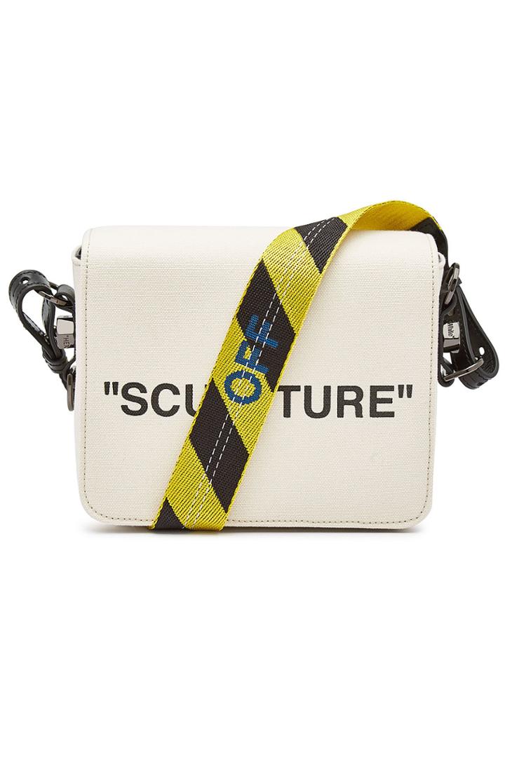 Off-white Off-white Canvas Flap Printed Shoulder Bag With Leather
