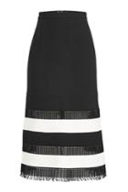 Roland Mouret Roland Mouret Wool Midi Skirt With Fringed Hem