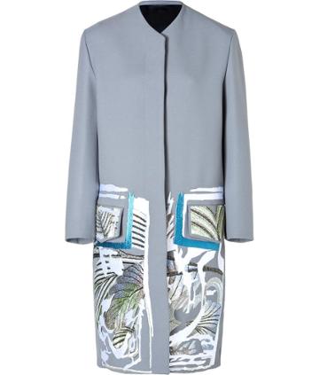 Peter Pilotto Embroidered Coat In Stone