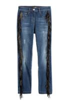 Roberto Cavalli Roberto Cavalli Straight Jeans With Leather Fringe - Blue