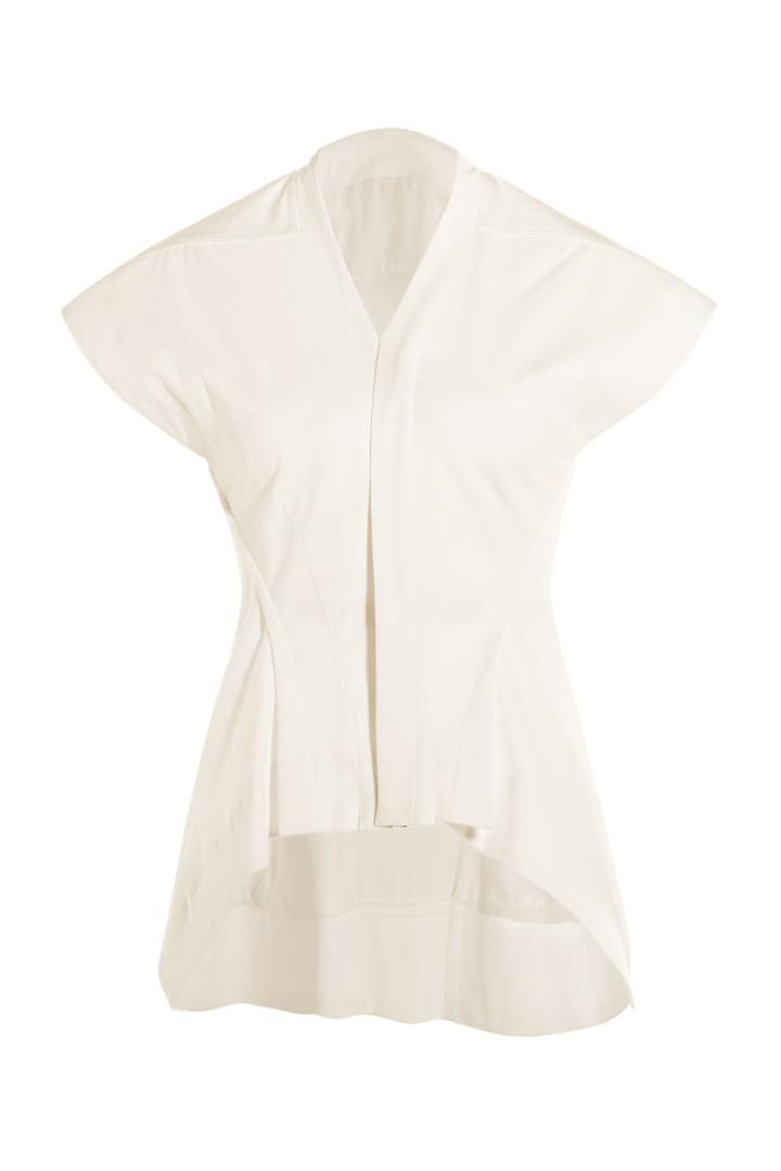 Rick Owens Rick Owens Cotton Top With Asymmetric Hem - White