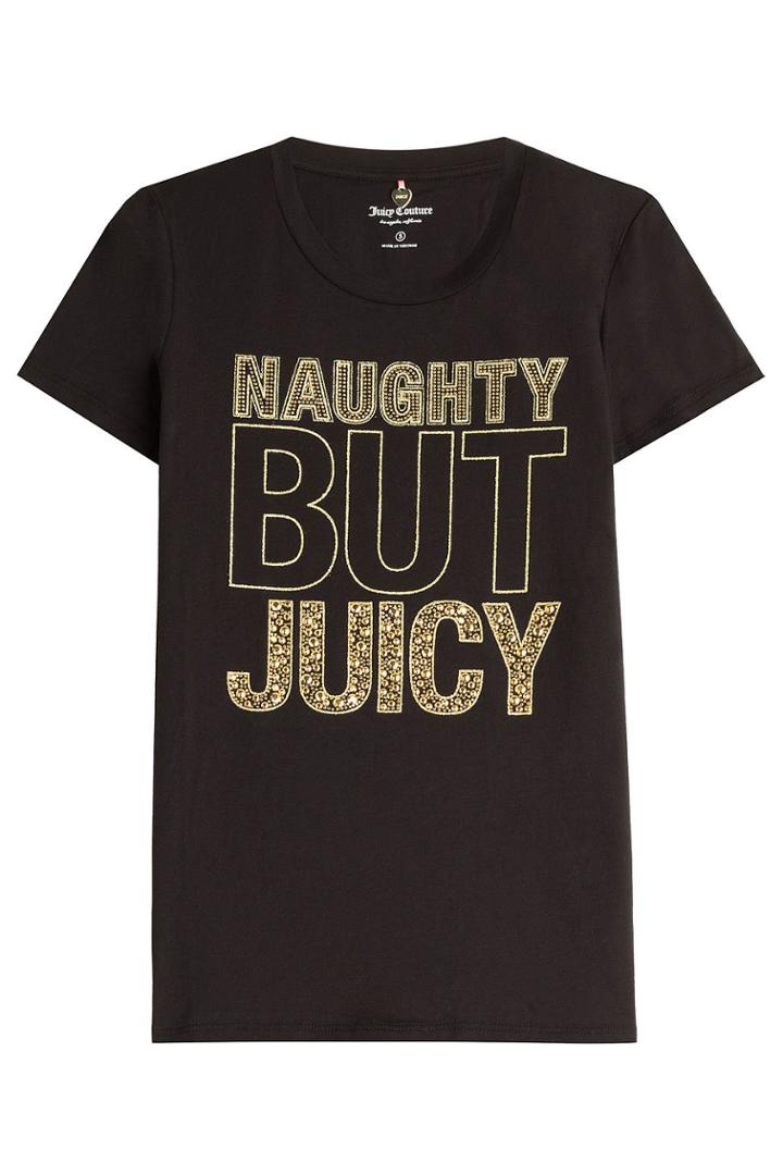 Juicy Couture Juicy Couture Embellished Cotton T-shirt - Black