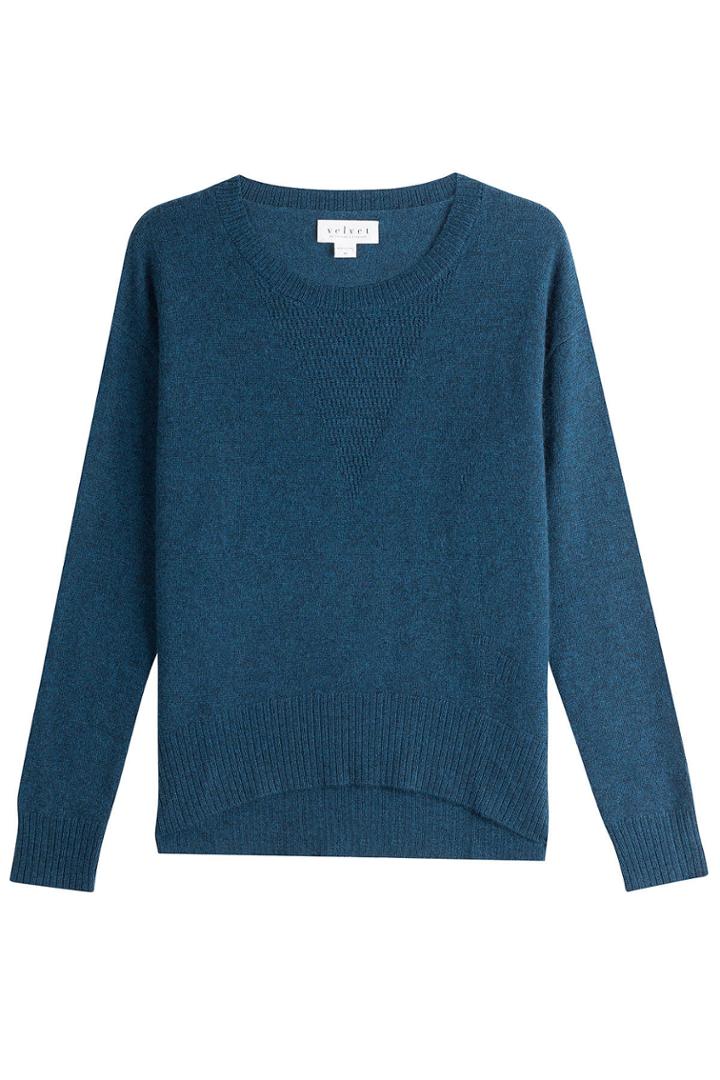 Velvet Velvet Cashmere Pullover With Waffle Detailing - Teal
