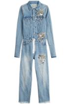 Off White Off White Embellished Denim Jumpsuit