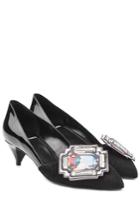 Pierre Hardy Pierre Hardy Suede And Patent Leather Kitten Heel Pumps