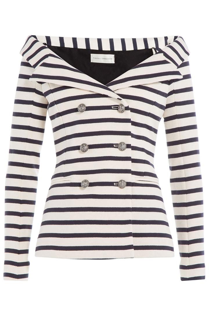 Faith Connexion Faith Connexion Striped Blazer With Bardot Shoulders - Stripes