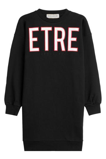 Être Cécile Être Cécile Printed Cotton Sweatshirt Dress - Black