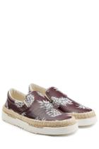 Valentino Valentino Leather Slip-on Sneakers With Raffia - Brown