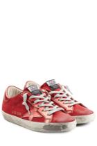 Golden Goose Golden Goose Super Star Metallic Leather And Suede Sneakers - Red