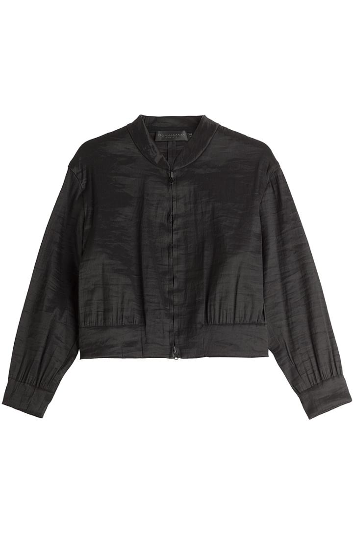 Donna Karan New York Creased Satin Bomber Jacket