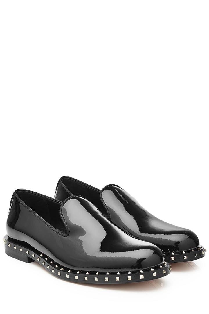 Valentino Valentino Studded Patent Leather Loafers