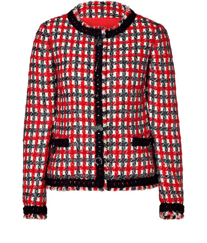 Moschino C&c Lucky Red Plaid Boucle Jacket