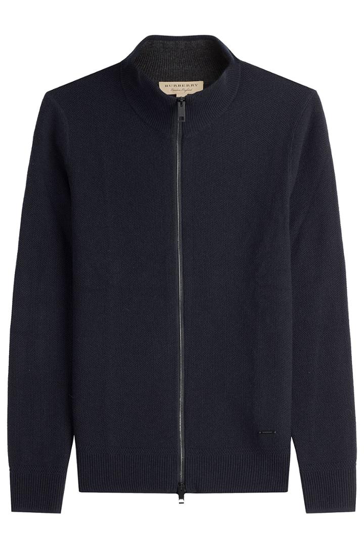 Burberry London Burberry London Zipped Wool Cardigan With Cashmere - Blue