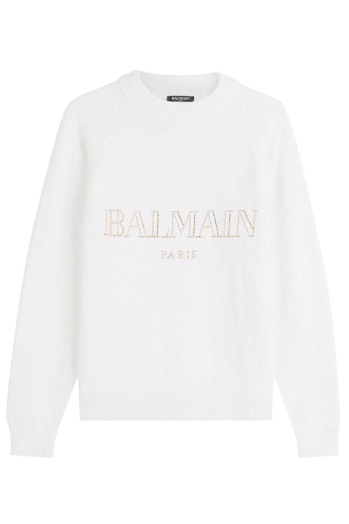 Balmain Balmain Embellished Angora Pullover With Wool