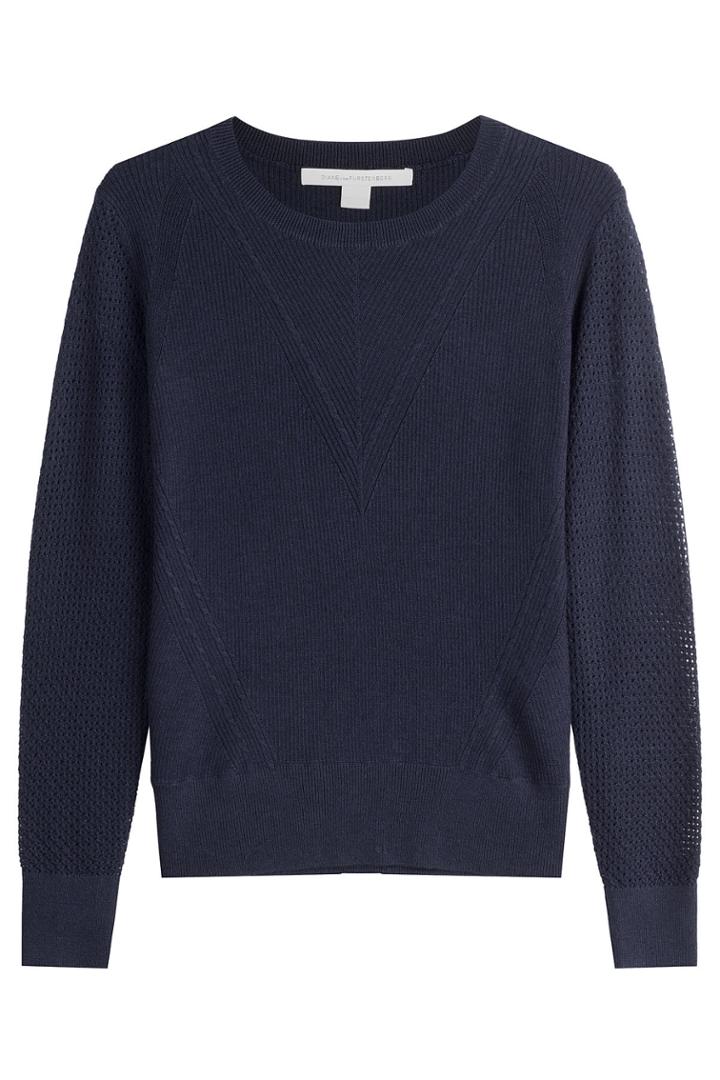 Diane Von Furstenberg Diane Von Furstenberg Merino Wool Pullover With Silk - Blue