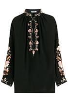 Vilshenko Vilshenko Embroidered Silk Blouse - Black