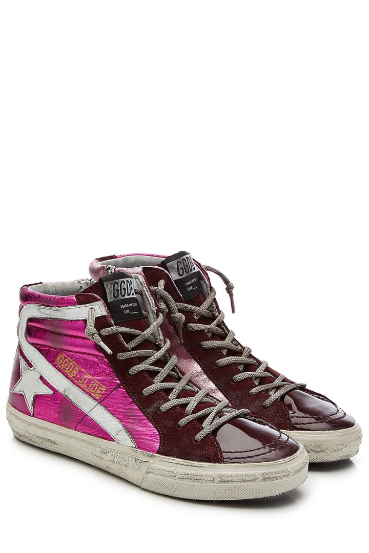 Golden Goose Golden Goose Slide Patent And Metallic Leather Sneakers - Pink
