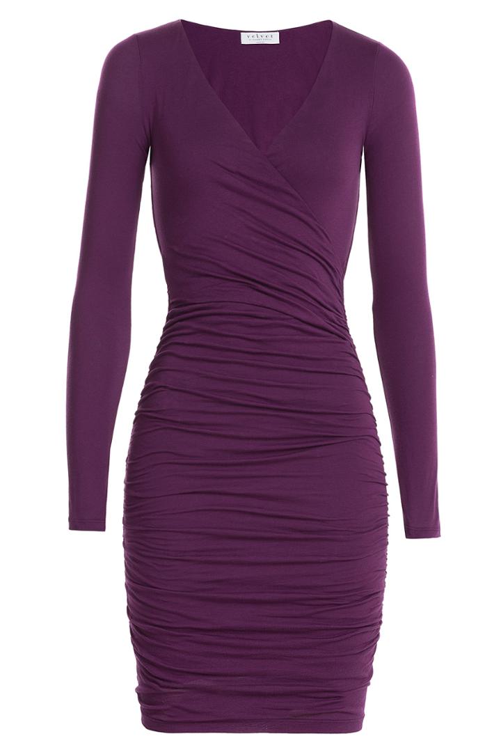 Velvet Velvet Draped Cotton Dress - Purple