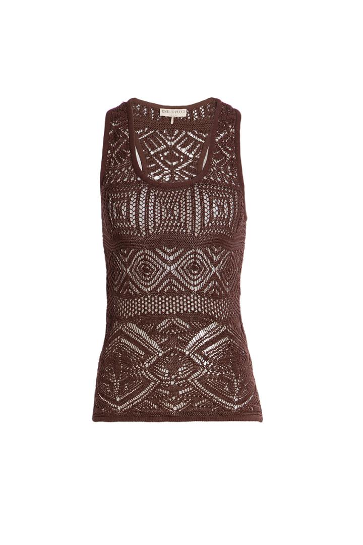 Emilio Pucci Emilio Pucci Crochet Tank Top - Brown