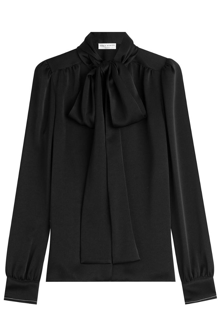 Sonia Rykiel Sonia Rykiel Tie Neck Blouse - Black