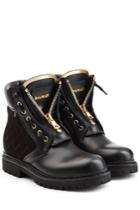 Balmain Balmain Leather Ankle Boots With Velvet - Black