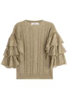 Valentino Valentino Knit Pullover With Ruffled Sleeves - Gold
