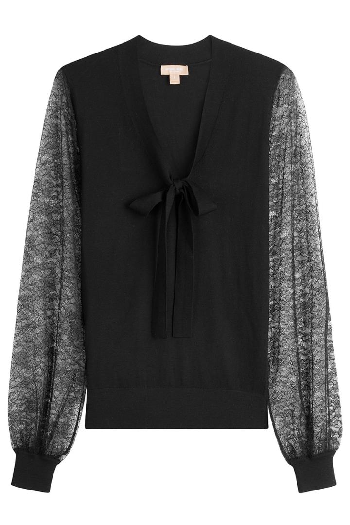Michael Kors Michael Kors Merino Wool Pullover With Lace Sleeves