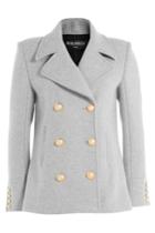 Balmain Balmain Virgin Wool Jacket With Embossed Buttons - Grey