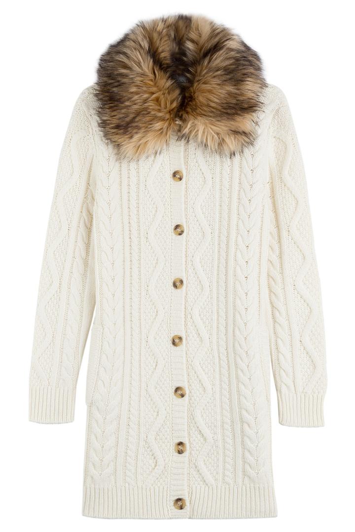 Red Valentino Red Valentino Virgin Wool Cardigan With Faux Fur Trim - White
