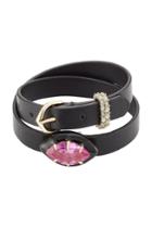 Alexis Bittar Alexis Bittar Leather Wrap Bracelet With Crystals And Lucite - Gold
