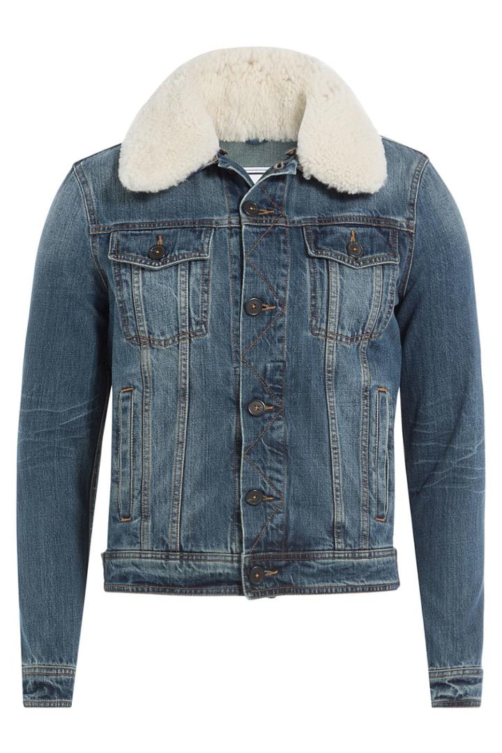 Ami Ami Denim Jacket With Detachable Textured Collar