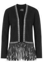 Zadig & Voltaire Zadig & Voltaire Cashmere Cardigan With Leather Fringe - Black