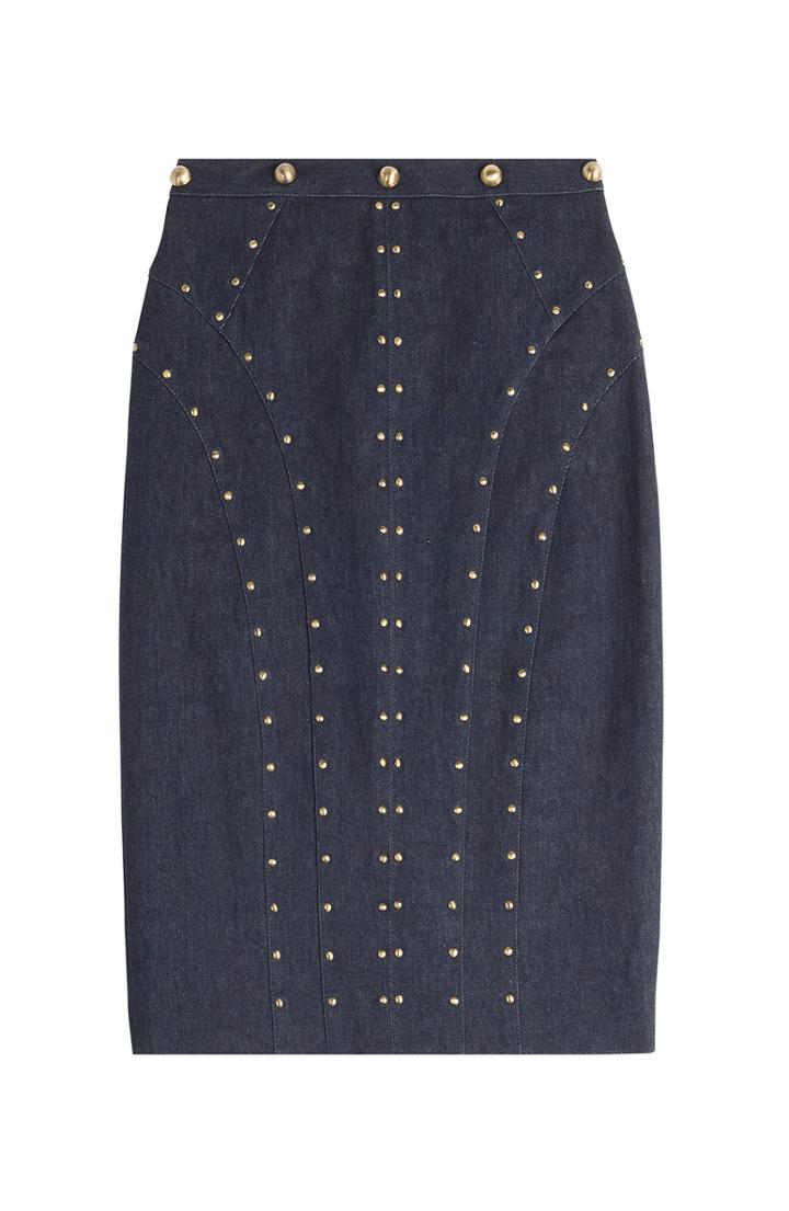 Tamara Mellon Denim Skirt With Studs