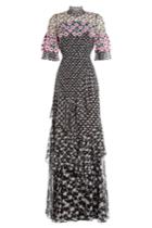 Peter Pilotto Peter Pilotto Embroidered Silk Maxi Dress With Lace - Black
