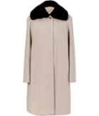 Jil Sander Oatmeal Heather Wool Coat With Removable Fur Collar