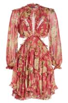 Zimmermann Zimmermann Melody Lace Up Silk Chiffon Mini Dress