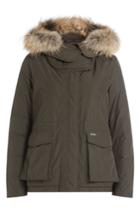 Woolrich Woolrich Short Military Down Parka Jacket With Fur-trimmed Hood - Green