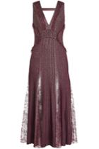 Elie Saab Elie Saab Floor Length Gown With Pleats, Lace And Metallic Thread