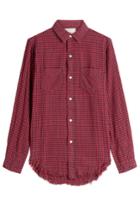 Current/elliott Current/elliott Printed Shirt With Frayed Hem - Red