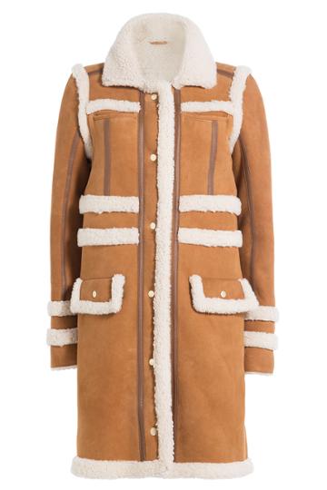 Carven Carven Sheepskin Coat With Shearling - Camel