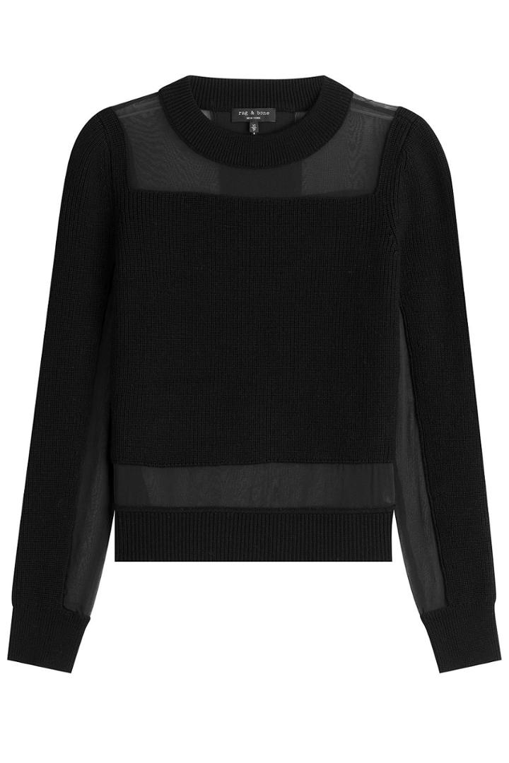 Rag & Bone Rag & Bone Wool Pullover With Sheer Paneling - Black