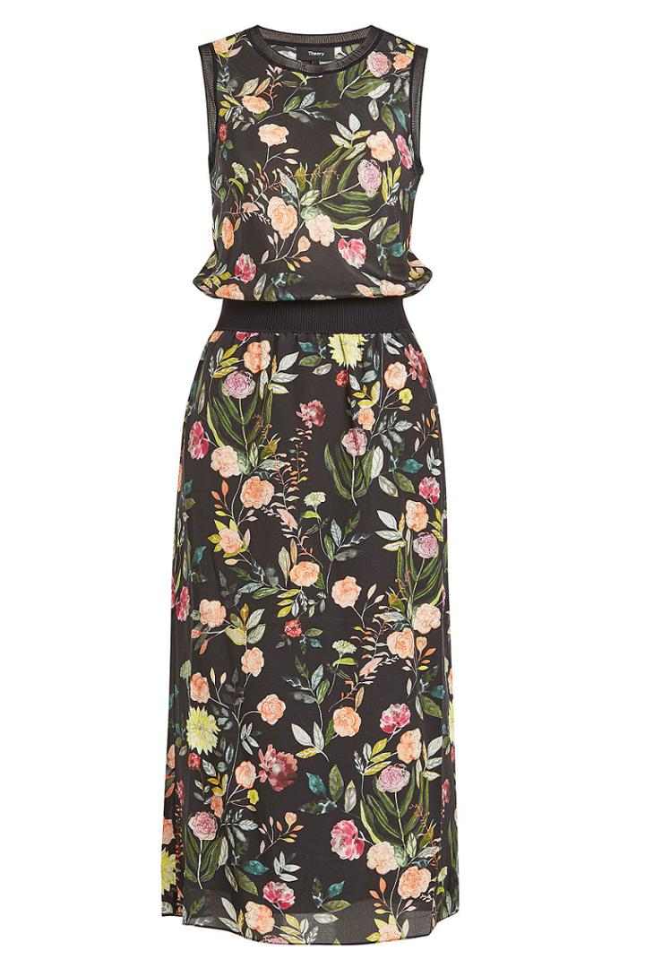 Theory Theory Lewie Printed Silk Chiffon Midi Dress