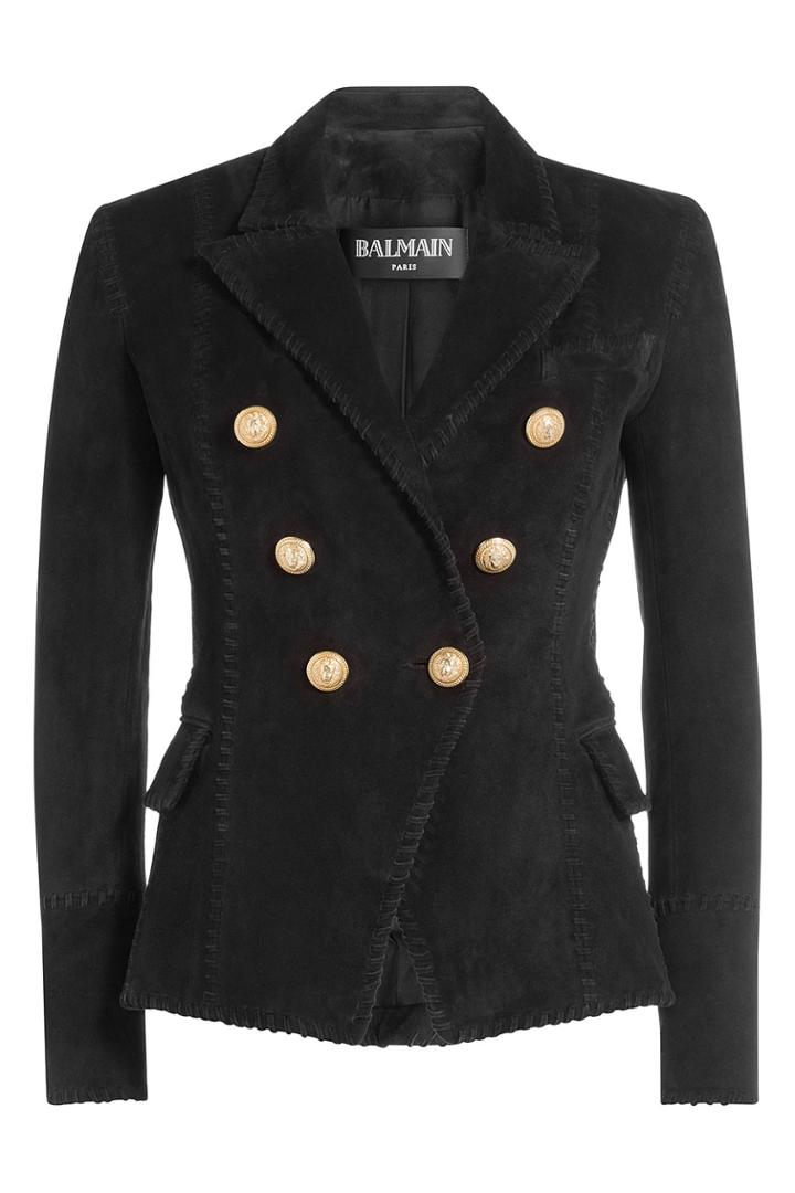 Balmain Balmain Suede Blazer - Black