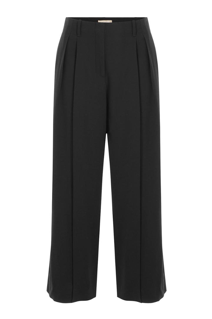 Michael Kors Michael Kors Virgin Wool Pleated Front Culottes - Black