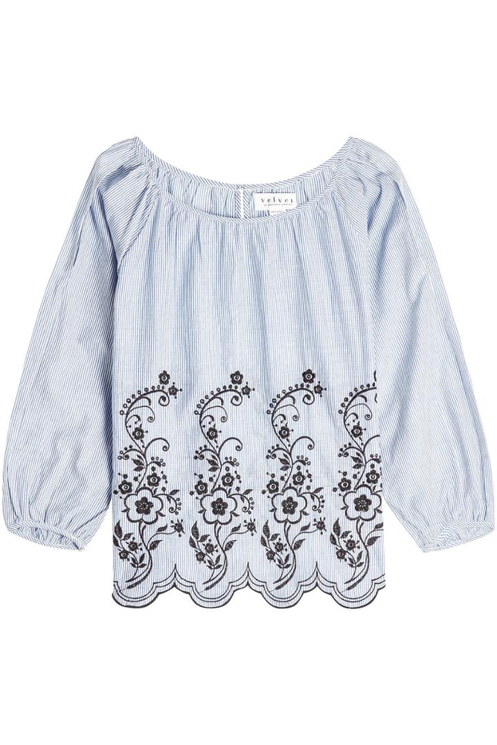 Velvet Velvet Reagan Embroidered Cotton Blouse