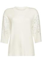 See By Chloé See By Chloé Ribbed Knit Top With Lace Sleeves